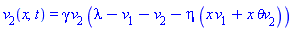 v[2](x, t) = gamma*v[2]*(lambda-v[1]-v[2]-eta*(x*v[1]+x*`&theta;v`[2]))