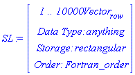 SL := Vector(4, {(1) = ` 1 .. 10000 `*Vector[row], (2) = `Data Type: `*anything, (3) = `Storage: `*rectangular, (4) = `Order: `*Fortran_order})