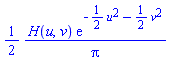(1/2)*H(u, v)*exp(-(1/2)*u^2-(1/2)*v^2)/Pi