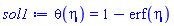 theta(eta) = 1-erf(eta)