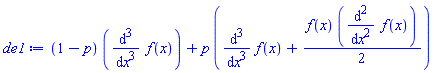 (1-p)*(diff(diff(diff(f(x), x), x), x))+p*(diff(diff(diff(f(x), x), x), x)+(1/2)*f(x)*(diff(diff(f(x), x), x)))
