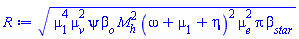 (mu[1]^4*mu[v]^2*psi*beta[o]*M[h]^2*(omega+mu[1]+eta)^2*mu[e]^2*pi*beta[star])^(1/2)