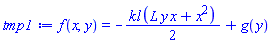 f(x, y) = -(1/2)*kl*(L*x*y+x^2)+g(y)