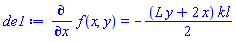 diff(f(x, y), x) = -(1/2)*(L*y+2*x)*kl