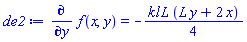 diff(f(x, y), y) = -(1/4)*kl*L*(L*y+2*x)
