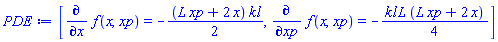 [diff(f(x, xp), x) = -(1/2)*(L*xp+2*x)*kl, diff(f(x, xp), xp) = -(1/4)*kl*L*(L*xp+2*x)]