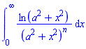 int(ln(a^2+x^2)/(a^2+x^2)^n, x = 0 .. infinity)