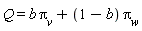 Q = b*`&pi;__v`+(1-b)*`&pi;__w`