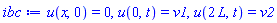 u(x, 0) = 0, u(0, t) = v1, u(2*L, t) = v2