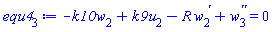-k10*w[2](x)+k9*u[2](x)-R*(diff(w[2](x), x))+diff(diff(w[3](x), x), x) = 0