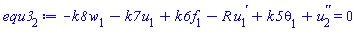 -k8*w[1](x)-k7*u[1](x)+k6*f[1](x)-R*(diff(u[1](x), x))+k5*theta[1](x)+diff(diff(u[2](x), x), x) = 0