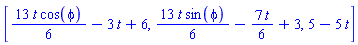 [(13/6)*t*cos(phi)-3*t+6, (13/6)*t*sin(phi)-(7/6)*t+3, 5-5*t]