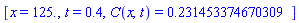[x = 125., t = .4, C(x, t) = HFloat(0.2314533746703091)]