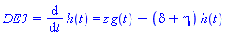 diff(h(t), t) = z*g(t)-(delta+eta)*h(t)