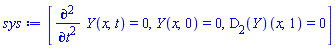[diff(diff(Y(x, t), t), t) = 0, Y(x, 0) = 0, (D[2](Y))(x, 1) = 0]