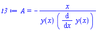 A = -x/(y(x)*(diff(y(x), x)))
