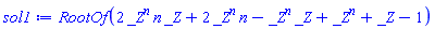 RootOf(2*_Z^n*n*_Z+2*_Z^n*n-_Z^n*_Z+_Z^n+_Z-1)
