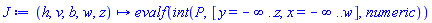 proc (h, v, b, w, z) options operator, arrow; evalf(int(P, [y = -infinity .. z, x = -infinity .. w], numeric)) end proc