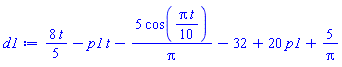 (8/5)*t-p1*t-5*cos((1/10)*Pi*t)/Pi-32+20*p1+5/Pi