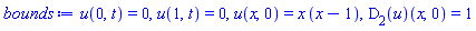 u(0, t) = 0, u(1, t) = 0, u(x, 0) = x*(x-1), (D[2](u))(x, 0) = 1