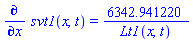 diff(svt1(x, t), x) = 6342.941220/Lt1(x, t)