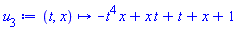 proc (t, x) options operator, arrow; -t^4*x+x*t+t+x+1 end proc