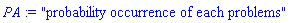 "probability occurrence of each problems"