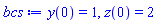 y(0) = 1, z(0) = 2