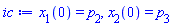 x[1](0) = p[2], x[2](0) = p[3]