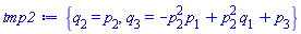 {q[2] = p[2], q[3] = -p[1]*p[2]^2+p[2]^2*q[1]+p[3]}