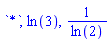 `*`, ln(3), 1/ln(2)