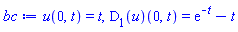 u(0, t) = t, (D[1](u))(0, t) = exp(-t)-t