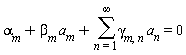 `&alpha;__m`+`&beta;__m`*a__m+sum(`&gamma;__m,n`*a__n, n = 1 .. infinity) = 0