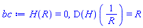 H(R) = 0, (D(H))(1/R) = R