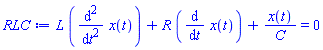L*(diff(diff(x(t), t), t))+R*(diff(x(t), t))+x(t)/C = 0