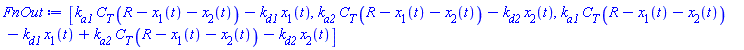 [k[a1]*C[T]*(R-x[1](t)-x[2](t))-k[d1]*x[1](t), k[a2]*C[T]*(R-x[1](t)-x[2](t))-k[d2]*x[2](t), k[a1]*C[T]*(R-x[1](t)-x[2](t))-k[d1]*x[1](t)+k[a2]*C[T]*(R-x[1](t)-x[2](t))-k[d2]*x[2](t)]