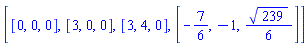 [[0, 0, 0], [3, 0, 0], [3, 4, 0], [-7/6, -1, (1/6)*239^(1/2)]]
