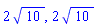 2*10^(1/2), 2*10^(1/2)