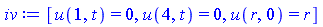 [u(1, t) = 0, u(4, t) = 0, u(r, 0) = r]