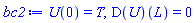 U(0) = T, (D(U))(L) = 0