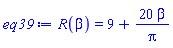 R(beta) = 9+20*beta/Pi