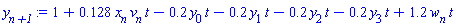 1+.128*x__n*v__n*t-.2*y[0]*t-.2*y[1]*t-.2*y[2]*t-.2*y[3]*t+1.2*w__n*t