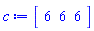 c := Vector[row](3, {(1) = 6, (2) = 6, (3) = 6})