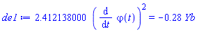 2.412138000*(diff(varphi(t), t))^2 = -.28*Yb