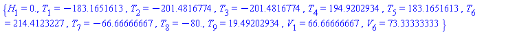 {H[1] = 0., T[1] = -183.1651613, T[2] = -201.4816774, T[3] = -201.4816774, T[4] = 194.9202934, T[5] = 183.1651613, T[6] = 214.4123227, T[7] = -66.66666667, T[8] = -80., T[9] = 19.49202934, V[1] = 66.66666667, V[6] = 73.33333333}