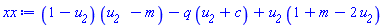 (1-u__2)*(`u__2  `-m)-q*(u__2+c)+u__2*(1+m-2*u__2)