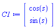 Vector(2, {(1) = cos(s), (2) = sin(s)})