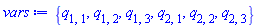 {q[1, 1], q[1, 2], q[1, 3], q[2, 1], q[2, 2], q[2, 3]}
