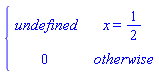 piecewise(x = 1/2, undefined, 0)
