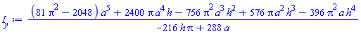 ((81*Pi^2-2048)*a^5+2400*Pi*a^4*h-756*Pi^2*a^3*h^2+576*Pi*a^2*h^3-396*Pi^2*a*h^4)/(-216*Pi*h+288*a)